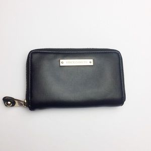 Vince Camuto Zip Around Black Leather Wallet